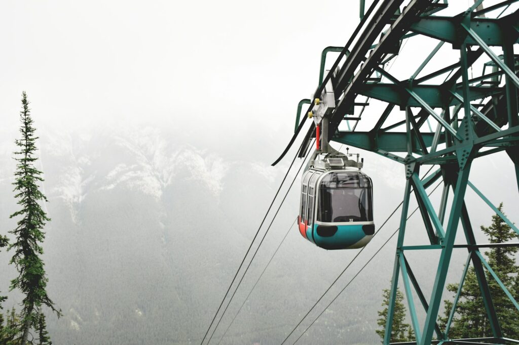 Gondola going up to mountain top